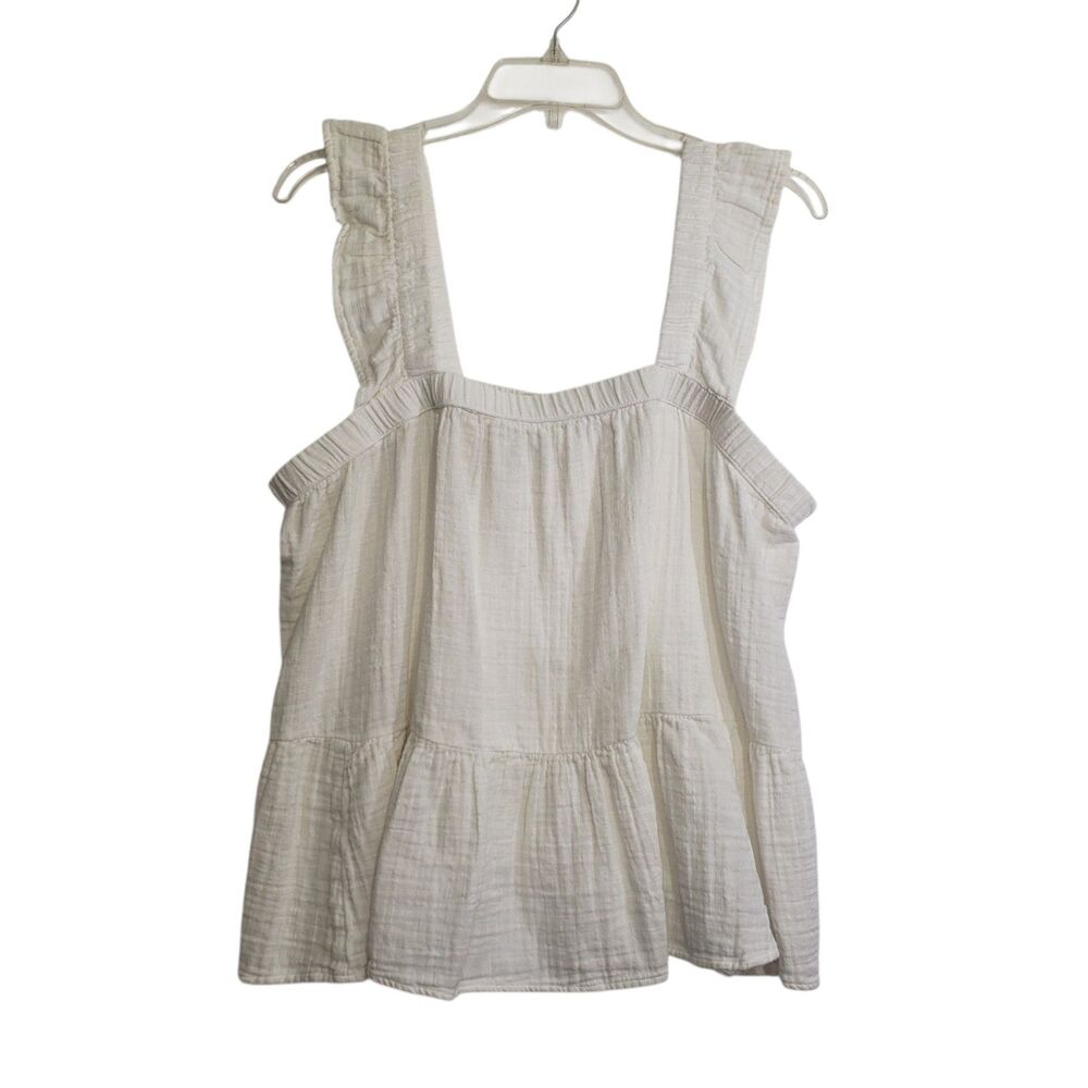 So Women's Loose Fitting 100% Cotton White Tank Top, Size XL